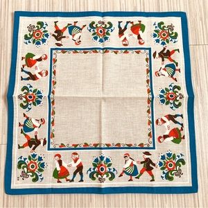 Vintage Swedish Linen Table Covering by Hill featuring Folk Dancers